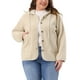 thumbnail image 1 of Chaqueta de forro polar con capucha para mujer GRACE & GRANDEUR, talla grande, de manga larga, con botones, abrigo casual de teddy con bolsillos, 3X beige, 1 of 5