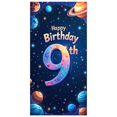 thumbnail image 1 of Space Themed Happy 9th Birthday Banner Backdrop for Kids Party Decorations Photography Props Celebration Background Stunning Planet Decor, 1 of 4