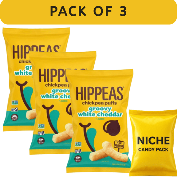 Hippeas Groovy White Cheddar Chickpea Puffs, 4 oz (3‑Pack) – Vegan, Gluten‑Free Corn & Chickpea Snack