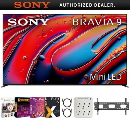 Sony BRAVIA 9 K65XR90 65 inch 4K HDR Smart QLED Mini-LED TV Bundle with Premiere Movie Streaming Package & TV Setup Bundle with Wall Mount Adapter HDMI Cable(2024 Model)| Official Sony USA Partner