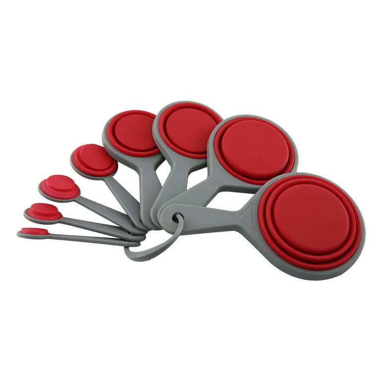 Measuring Cups and Spoons Set, 8 Piece Collapsible Measuring Cups, Silicone  Measuring Cups (Red)