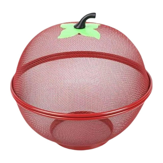 Cesta de frutas con tapa, frutero decorativo para mostrador de cocina de restaurantes rojo