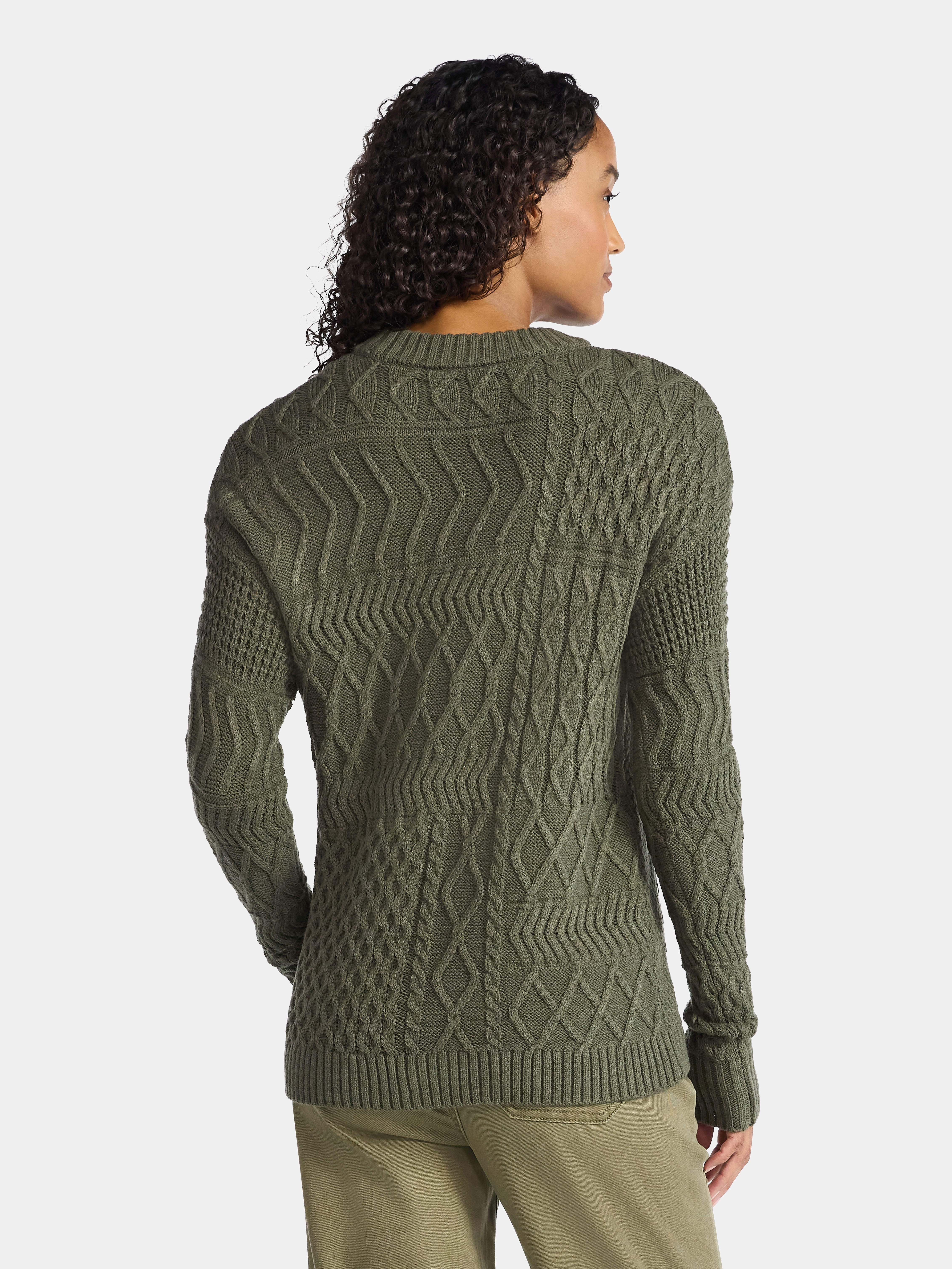Time and Tru Women’s and Women’s Plus Mixed Stitch Sweater, Midweight, Sizes XS-4X