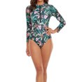 thumbnail image 6 of Enjoytime Women Swimsuit Long Sleeve Sexy Flowers Siamese Swim Suit With Zipper Summer Beach Surfing One-Piece Bathing Suit Modest Swimwear, 6 of 7