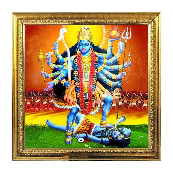 Goddess Kali India God Photo Frame for Pooja Hindu Bhagwan Devi Devta PhotoGod Photo FramesWall Decor Photo 8.6 in