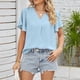 thumbnail image 2 of Camisetas de manga corta con cuello en V para mujer, camisetas cortas con cuello en V para mujer, camisetas con cuello en V para mujer, camisetas fruncidas para mujer, tecnología de vanguardia, 2 of 6