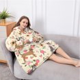 thumbnail image 5 of Oversized Wearable Blanket Hoodie,Pitbull Dog and Flower Floral Sherpa Blanket Hoodie with Super Pockets,Super Warm Fuzzy Pullover for Women & Men, 5 of 6