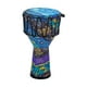 thumbnail image 1 of Tambor de mano africano djembé, instrumento musical de percusión portátil y educativo. Hoja azul, 1 of 9