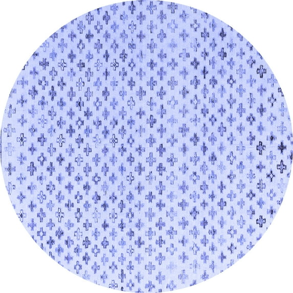 Ahgly Company Machine Washable Indoor Round Abstract Blue Modern Area Rugs, 4' Round