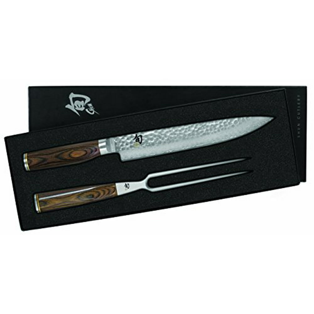 Shun Premier 2 Pc Carving Set Slicing Knife 9.5" and Carving Fork