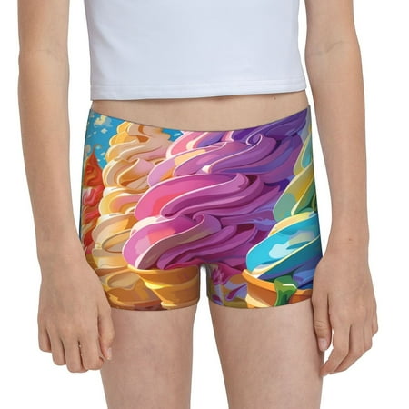 Pofeuu Rainbow Melting Ice Cream Print Soft Cotton Girls Boyshort panties Toddler Underwear-X-Large