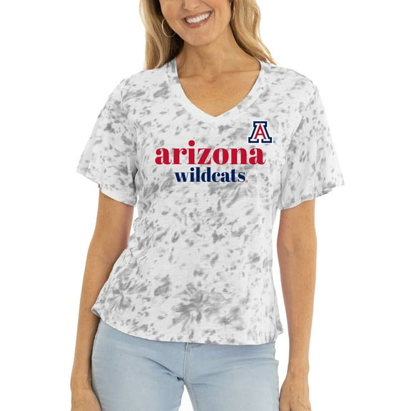 Women's  Gray Arizona Wildcats Faye Ruffle V-Neck T-Shirt