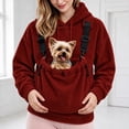 thumbnail image 5 of Eryao Pet Hoodie Carrier Women Winter Fuzzy Fleece Animal Carrying Hoodies with Adjustable Strap Kangaroo Pouch Warm Plus Size Pullover Sweatshirts for Small Dog Cat Holder Wine,M, 5 of 8