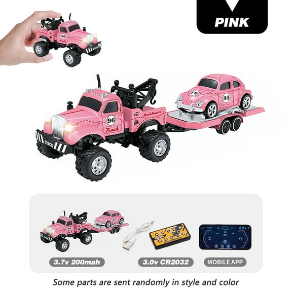 2.4G bigfoot with trailer remote control maintenance car, reinforced alloy body to prevent falls