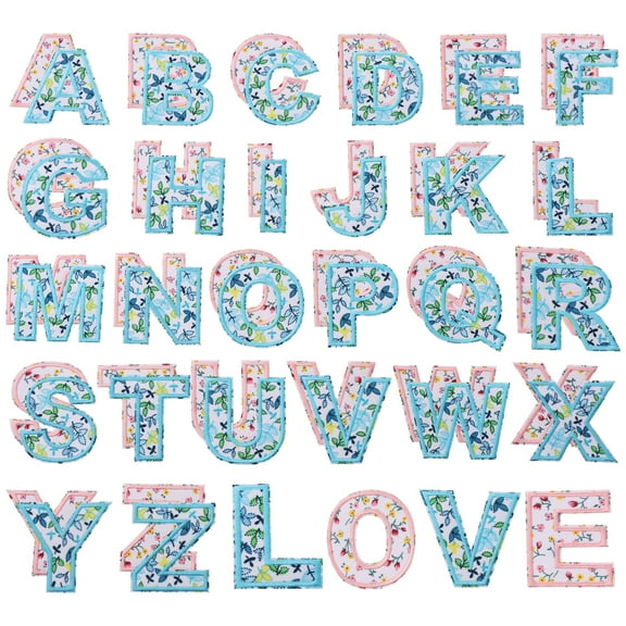 52Pcs Cloth Letter Self Adhesive Patch Embroidery Letter Patch Sticker Customized Alphabet Embroidered Sticker for Bag DIY