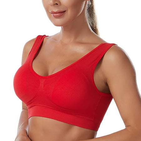 

Puawkoer Women s Seamless MID Solid Color Sports Bra With Removable Bra Pad Clothing Shoes & Accessories L Red