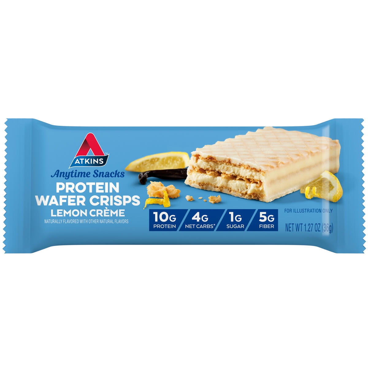 Atkins Snack, Protein Crisp Wafer, Lemon Creme, 10g Protein Dessert, Low Carb, 5 Count