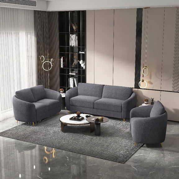 Gray Linen 3PCS Modern Living Room Set (85×80×75cm)
