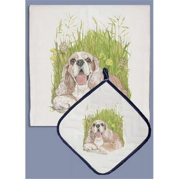 Pipsqueak Productions DP712 Cocker Spaniel Dish Towel And Pot Holder Set