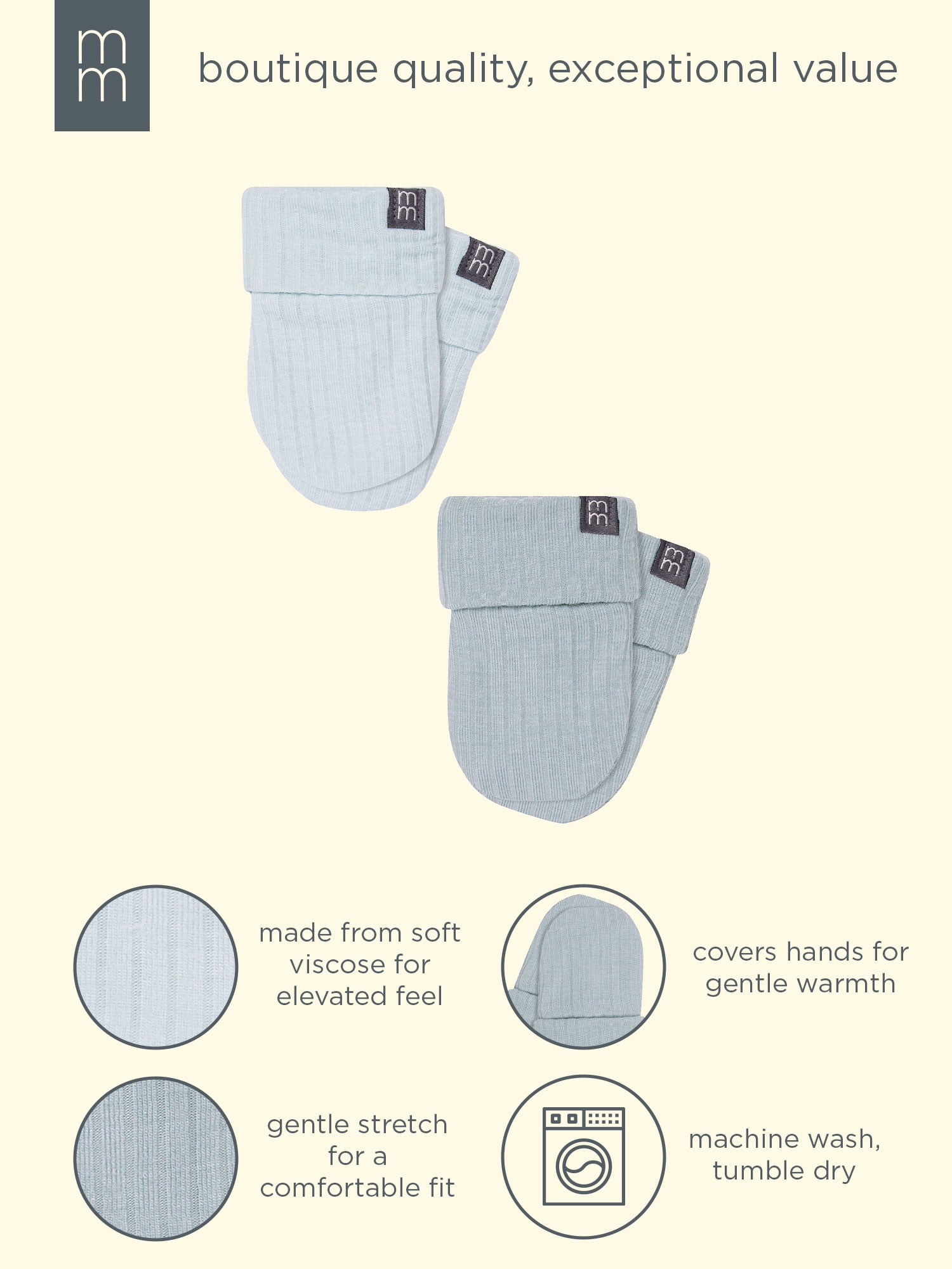 Modern Moments by Gerber Baby Neutral Super Soft Viscose Mittens, Size 0/6 Months