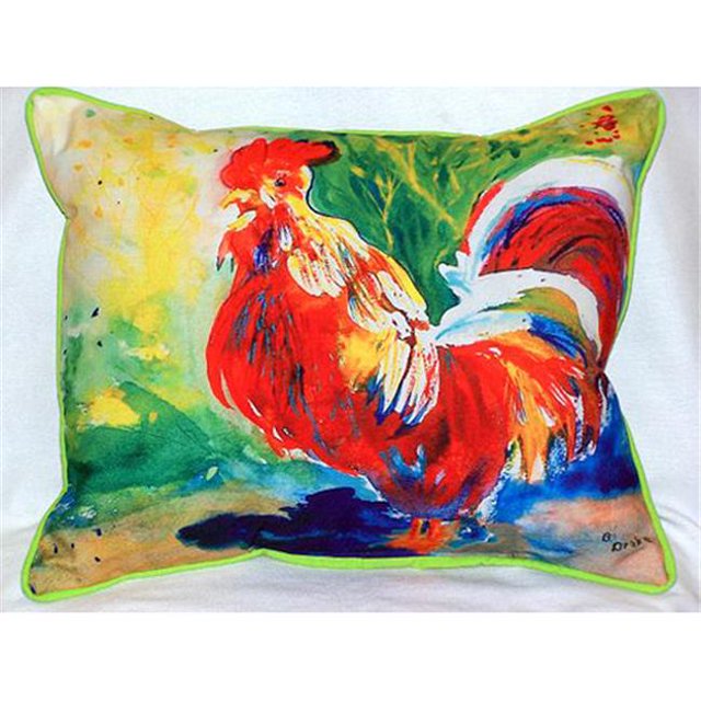 Betsy Drake HJ144 Red Rooster Grand Oreiller Intérieur-Extérieur 16 Po. x 20 Po.