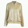 thumbnail image 4 of Towmus Women's Metallic Bomber Jacket Lightweight Zip Up Long Sleeve Fashion Jacket Outwear, 4 of 4
