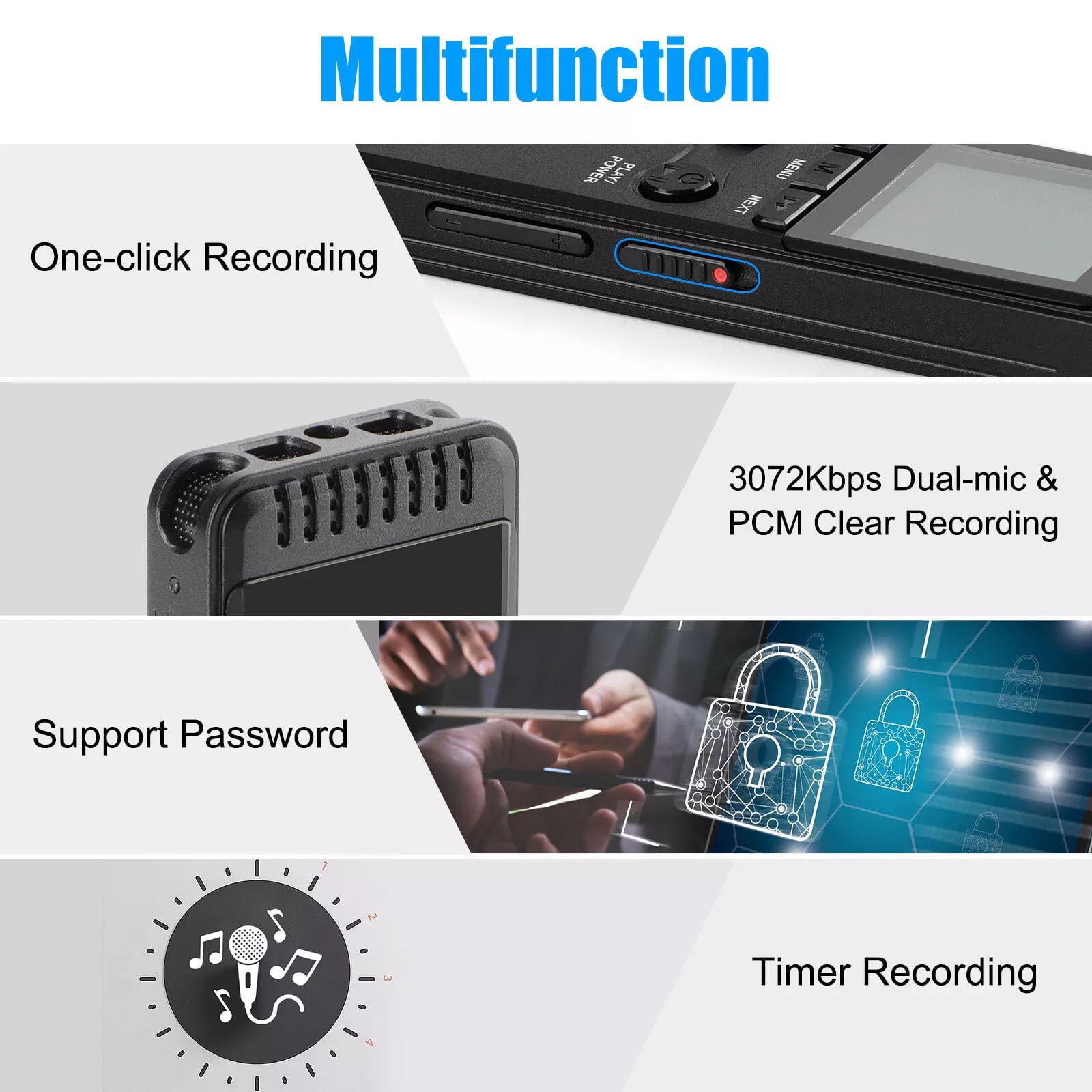 TAPDRA Audio Recorder with Voice Activation Noise Reduction Clear Sound for Students Journalists Professionals Essential Tool