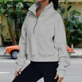 thumbnail image 3 of Stand Collar Fall Clothes Half Zip Women Solid Color Daily Outfit (Coffee XL), 3 of 6