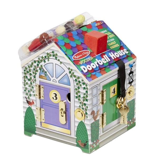 Melissa and doug take hot sale along wooden doorbell dollhouse