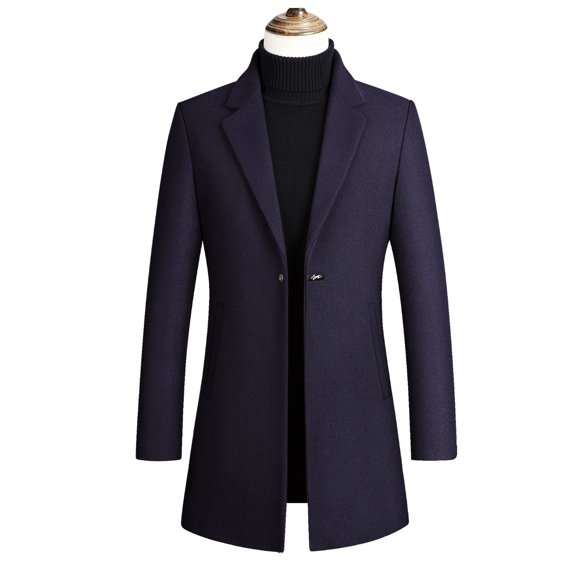 Men's Jackets Aqestyerly Men's Plus Size Coats Wool Solid Color Woolen Cloth Button Lapel Men's Overcoat Jacket