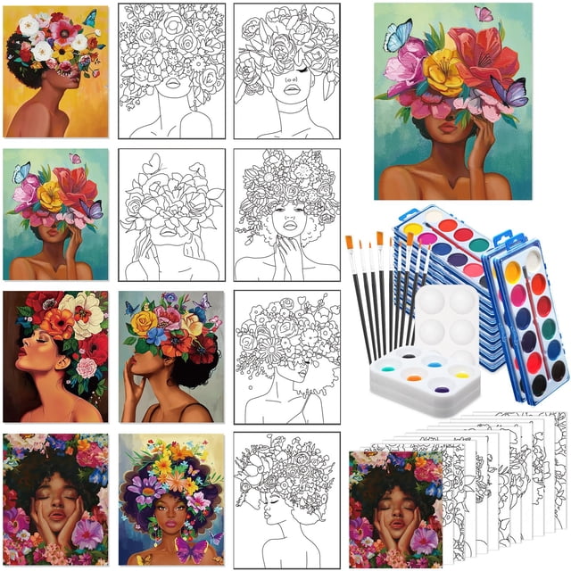 Kit de lienzo para pintar Ctosree Charming Lady, 20 x 25 cm, con pinturas