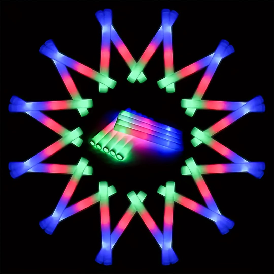 Micrency 52Pcs Foam Light Sticks - Glow-in-The-Dark with 3 Flashing Modes - Party, Wedding, Birthday, Concert, Halloween & Christmas Supplies