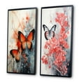 thumbnail image 3 of Designart "Orange Teal Butterfly Euphony Of Wings" Butterfly Framed Wall Art Set Of 2 - Orange Animals Frame Gallery Set For Office Decor, 3 of 7