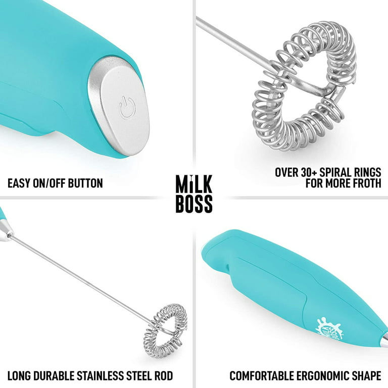 Zulay Kitchen Milk Boss Milk Frother with Holster Stand - Teal