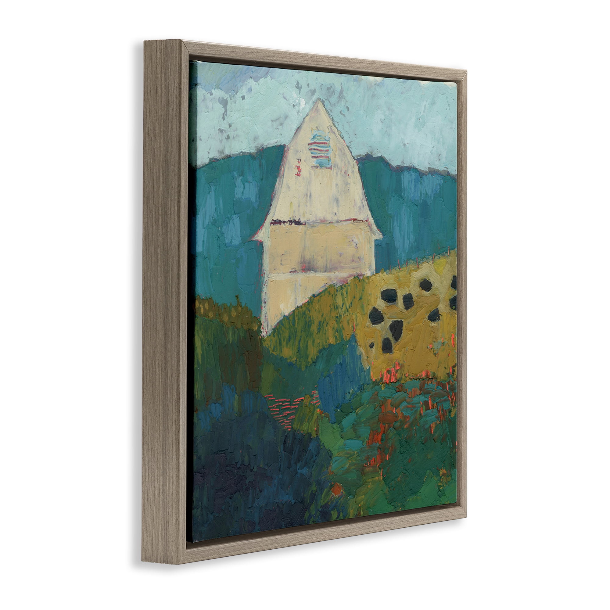 Stupell Industries Abstract Farm Impression Abstract Painting Brown Floater Framed Canvas Art Print Wall Art, 18 x 18