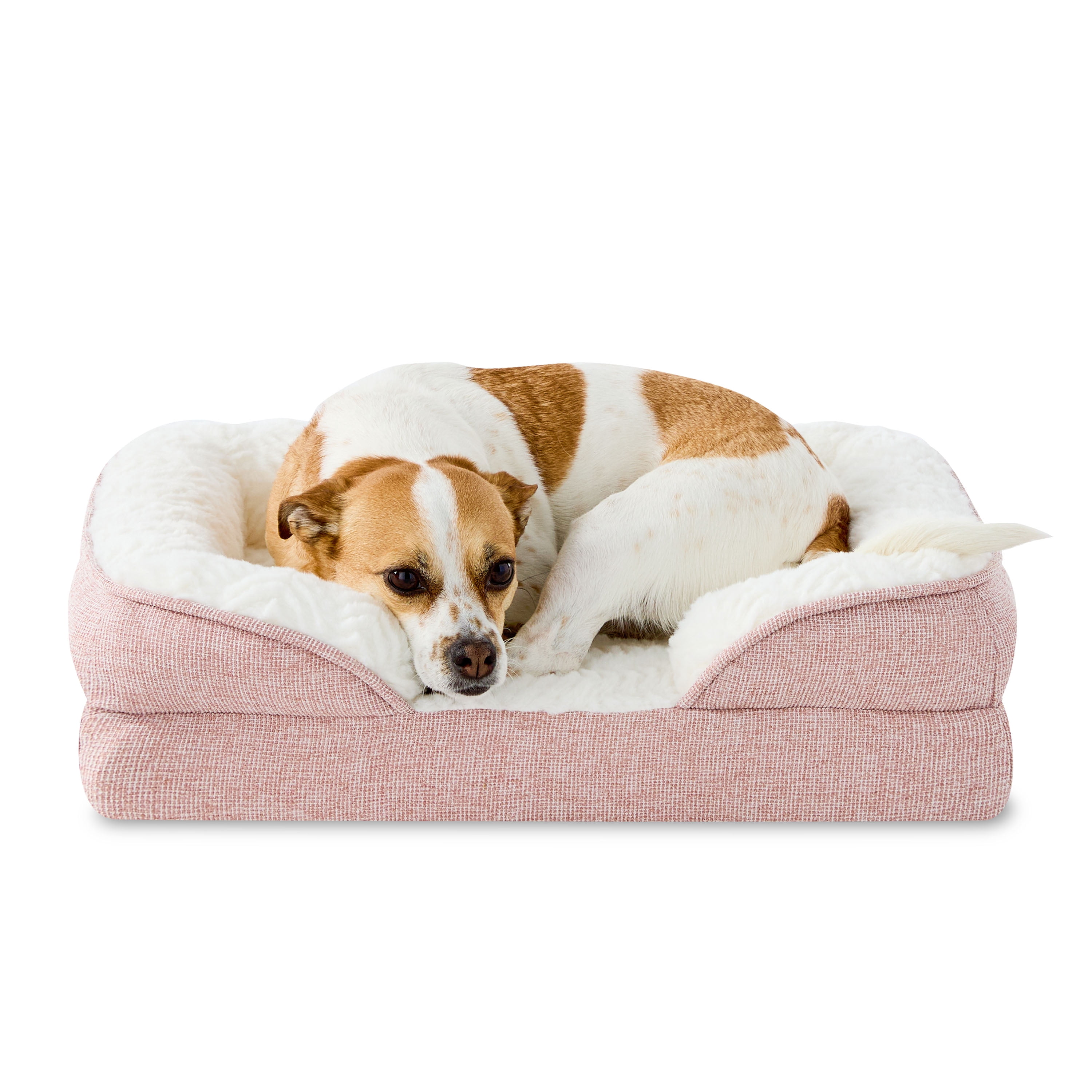 Vibrant Life Extra Small Orthopedic Bolster Dog Bed, Pink, 15" x 20"