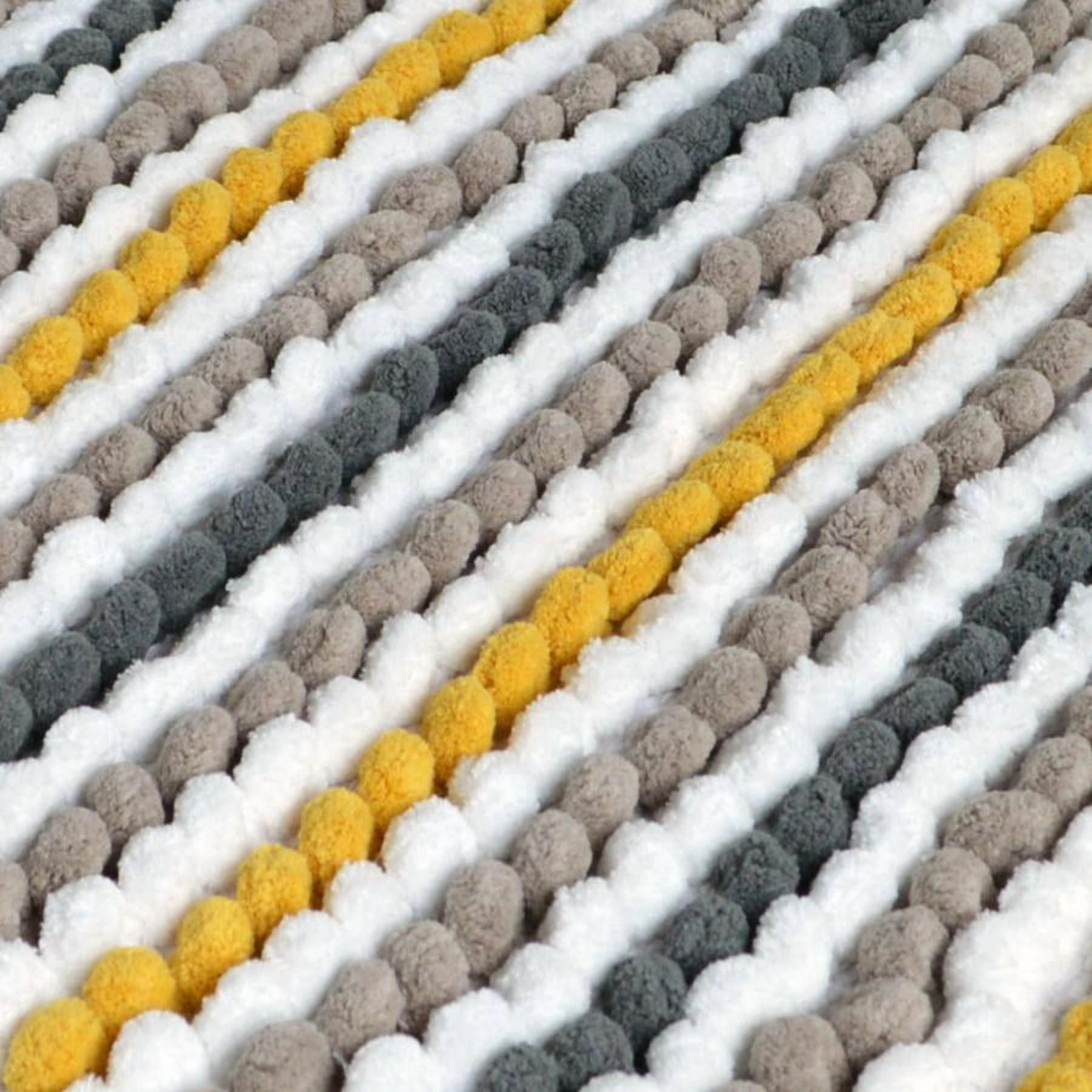Striped Chunky Bobble Square Bath Mat