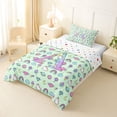 thumbnail image 2 of Manfei Pastel Unicorn Twin Comforter Sets,Girls Personalized Letter A Bedding Set,Light Green Multicolor,Polkadot Reversible,2pcs,1 Comforter and 1 Pillowcase, 2 of 8