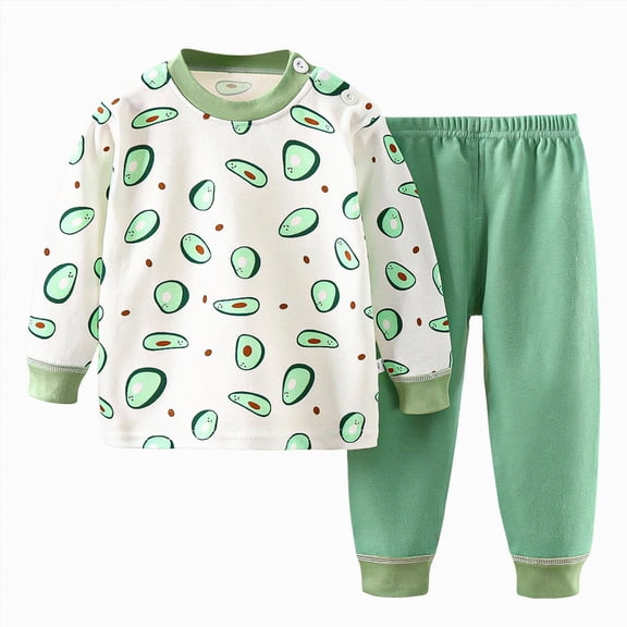 HCNTES Toddler Baby Boy Soft 2pcs Pajamas Set Cute Dailywear & Loungewear Outfits Set for Kids Warm All-Weather Outfits Set(A01-Green,5-6 Years)