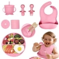 thumbnail image 1 of Platos de Silicona para Bebé Antivuelco Set de 10 Piezas Rosa para Niño/Niña, 1 of 7