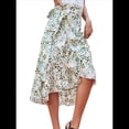 thumbnail image 2 of Falda Midi con Abertura y Volantes en el Bajo, con Nudo y Estampado Floral Bohemio para Mujer Flores L, 2 of 10