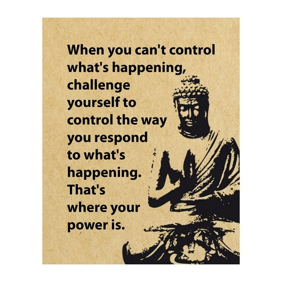 Challenge Yourself to Control - Inspirational Buddha Quote Wall Art poster  Print for Home, Office & Meditation Decor - Motivational Wall Decor for Mindfulness & Positive Energy  Poster Print