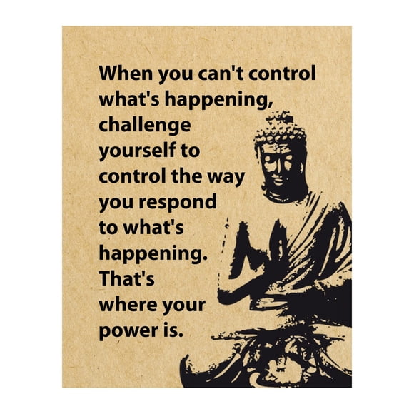 Challenge Yourself to Control - Inspirational Buddha Quote Wall Art poster Print for Home, Office & Meditation Decor - Motivational Wall Decor for Mindfulness & Positive Energy Poster Print