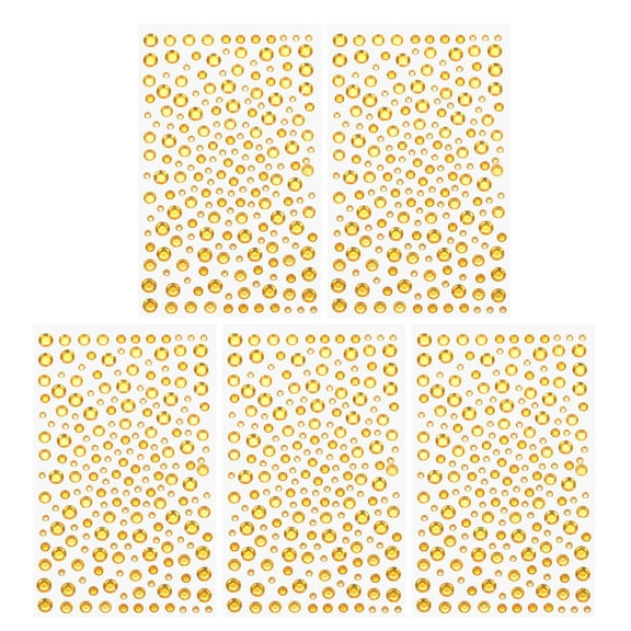 Uxcell 1045 Pcs Acrylic Diamond Sticker, 4 Size 3/4/5/6mm Self Adhesive Rhinestones Face Gem Stones Bling Jewelry for Nail Art Craft Clothes DIY Makeup Decoration Party, Gold Yellow