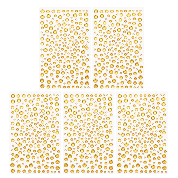 Uxcell 1045 Pcs Pegatinas de Diamante Acrílico, 4 Tamaños 3/4/5/6 mm Strass Autoadhesivos para Arte de Uñas y Decoración, Amarillo dorado