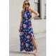 thumbnail image 4 of ABPHQTO Vestido floral sin mangas con cuello halter azul para mujer con aberturas, 4 of 5