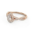 thumbnail image 3 of Twisted Shank Halo Solitaire Engagement Ring for Women, IGI Certified 1.00 Carat (ctw) Pear And Round Lab Grown Diamond Ring In 14K Solid Rose Gold F-G, VS-SI Quality Ring Size-5.5, 3 of 6