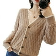 thumbnail image 5 of LOVE DOCK out lace plus size Knitted cardigan Women Korean slim long sleeve sweater Vintage Knitting tops Spring Sunscreen Shirt, 5 of 5