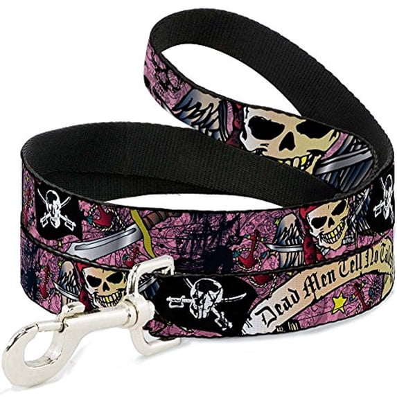 Buckle-Down DL-W30414 Dead Men Tell No Tales Pink Dog Leash