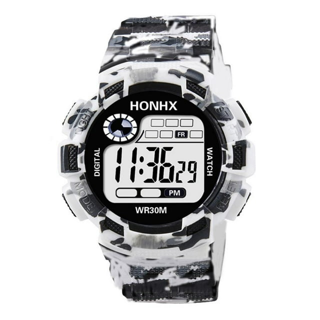 Men Waterproof Wristwatch LED Camouflage Sports Electronic Watch (Black)